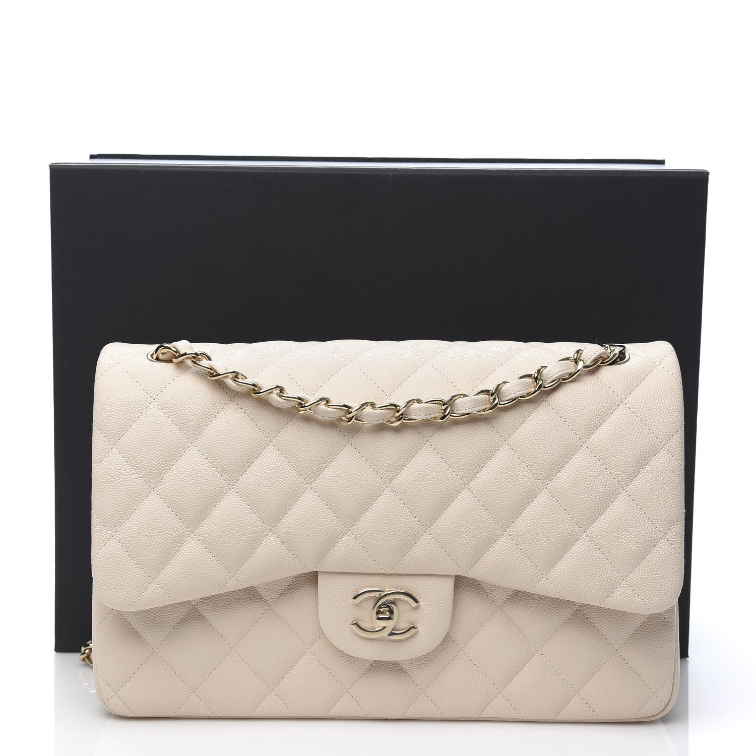Chanel Caviar Quilted Jumbo Double Flap Beige Clair 10 of 10