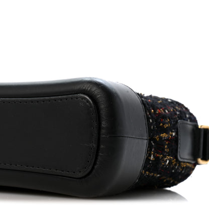 Chanel Tweed Calfskin Quilted Small Gabrielle Hobo Black Gold 10 of 14