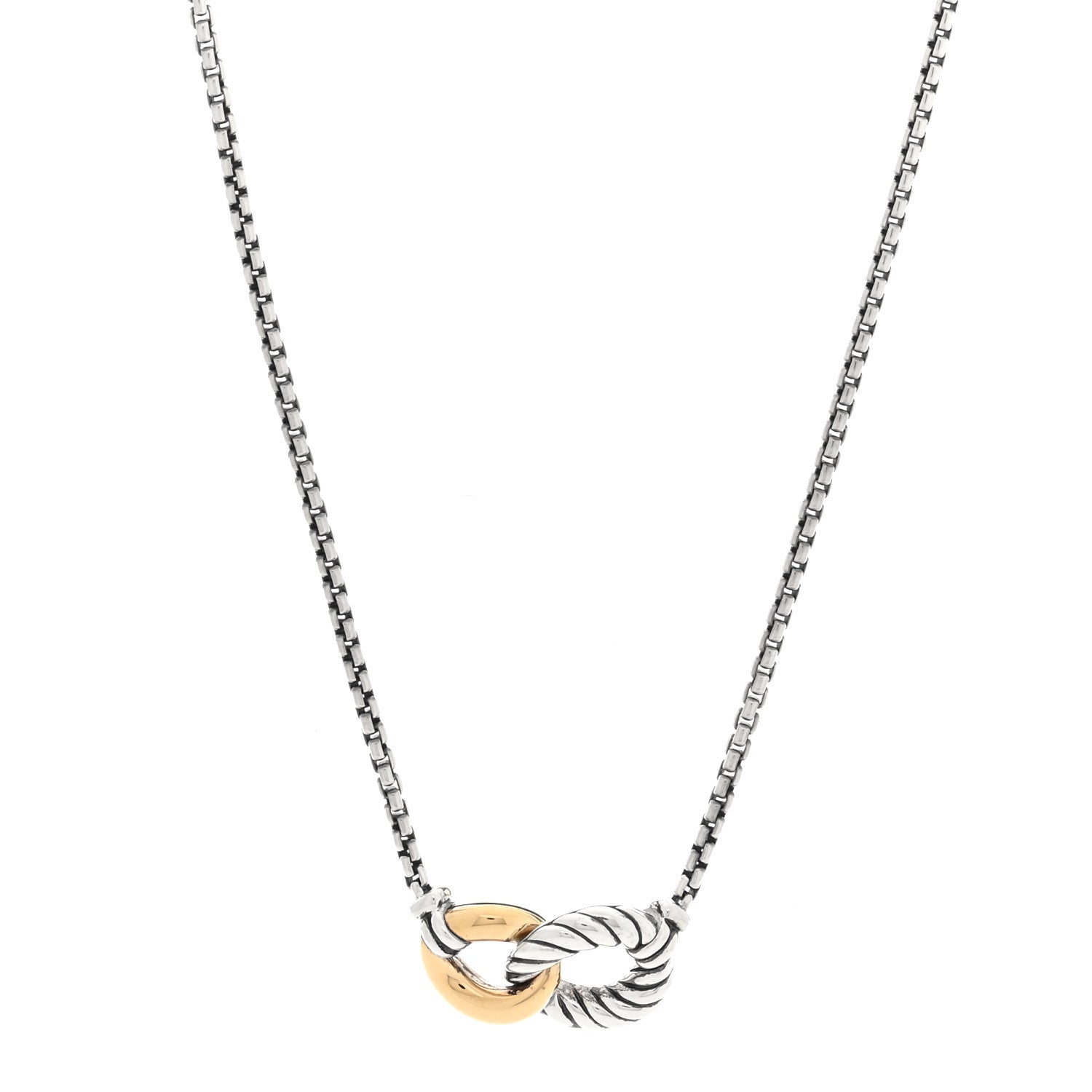 David Yurman Sterling Silver 18K Yellow Gold Belmont Pendant Necklace 1 of 5