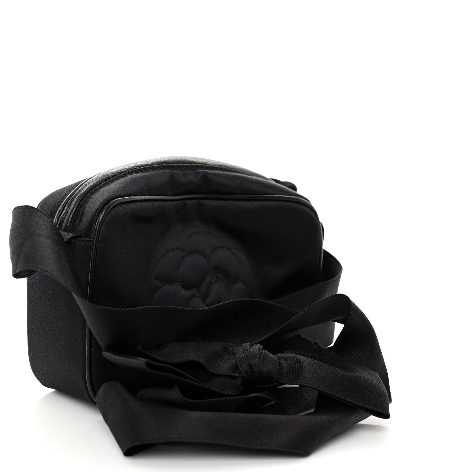 Chanel Satin Quilted Camellia Camera Case Black 6 of 22