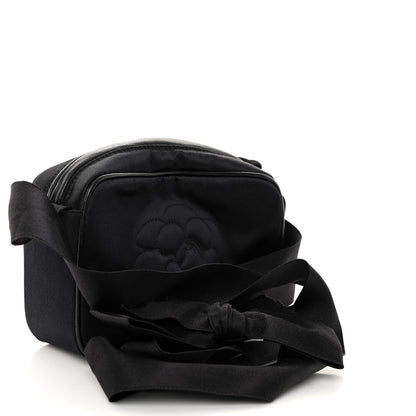 Chanel Satin Quilted Camellia Camera Case Black 6 of 22