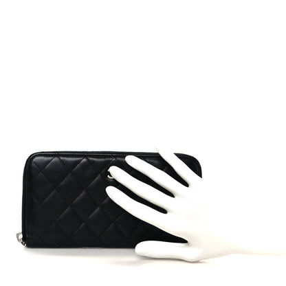 Chanel Lambskin Quilted Large Gusset Zip Around Wallet Black 3 of 18