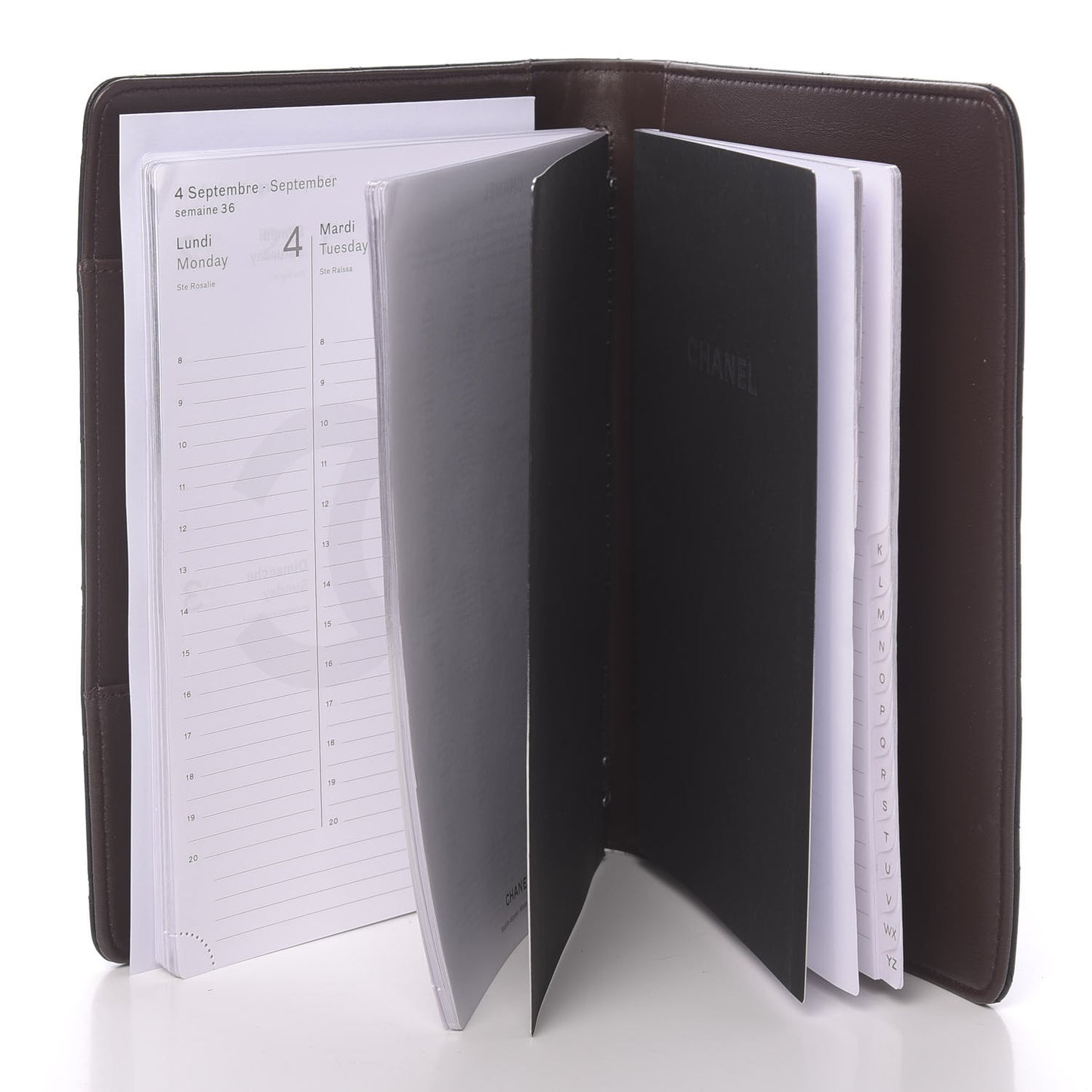 Lambskin Quilted Large Agenda Cover Black