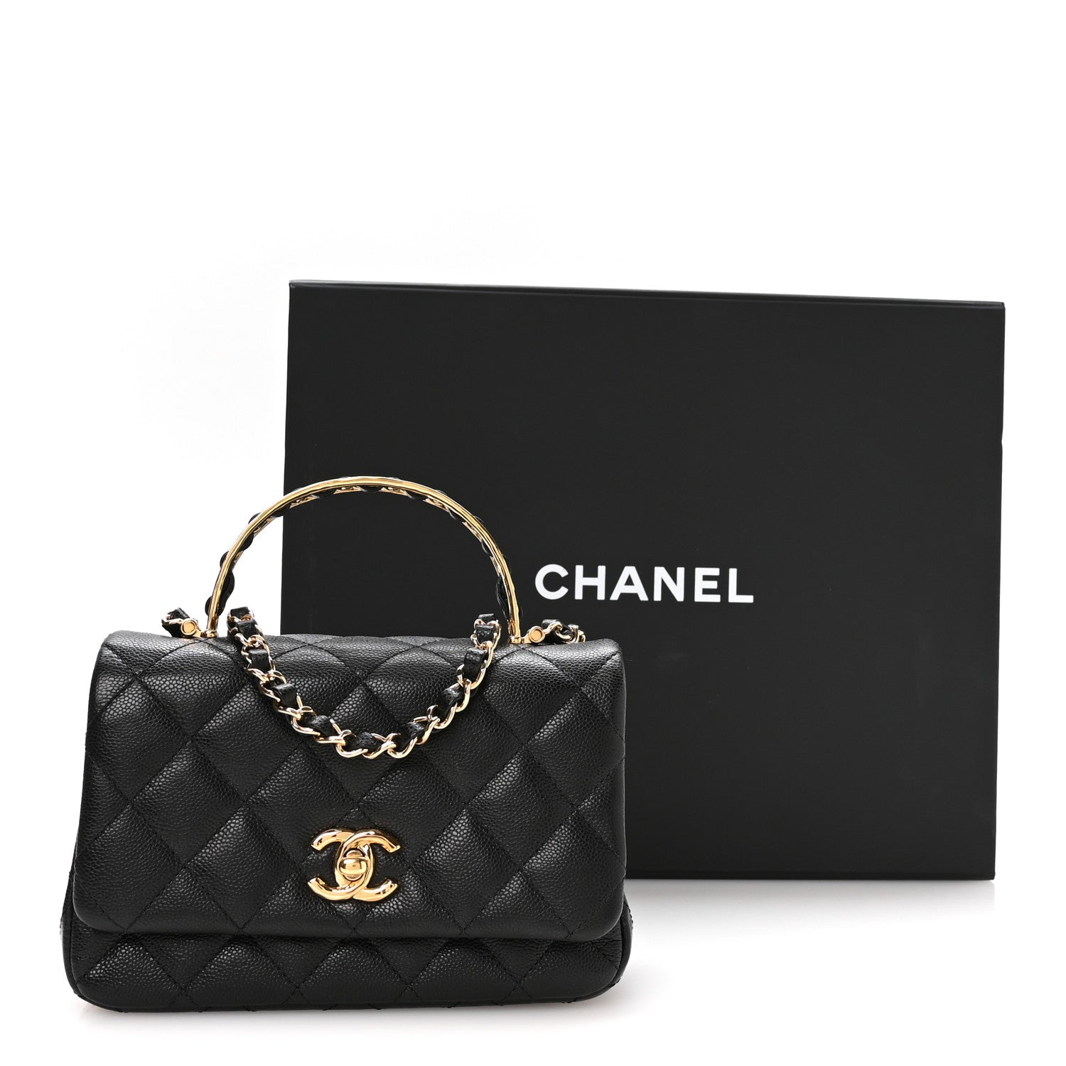 Chanel Caviar Quilted Metal Top Handle Mini Flap Black 11 of 11