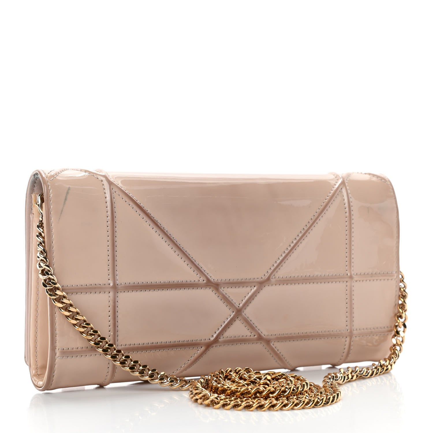 Christian Dior Patent Calfskin Diorama Croisiere Chain Wallet Beige 2 of 6