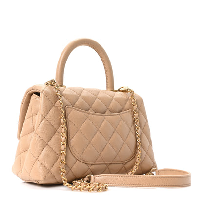 Chanel Caviar Quilted Mini Coco Handle Flap Beige 3 of 10
