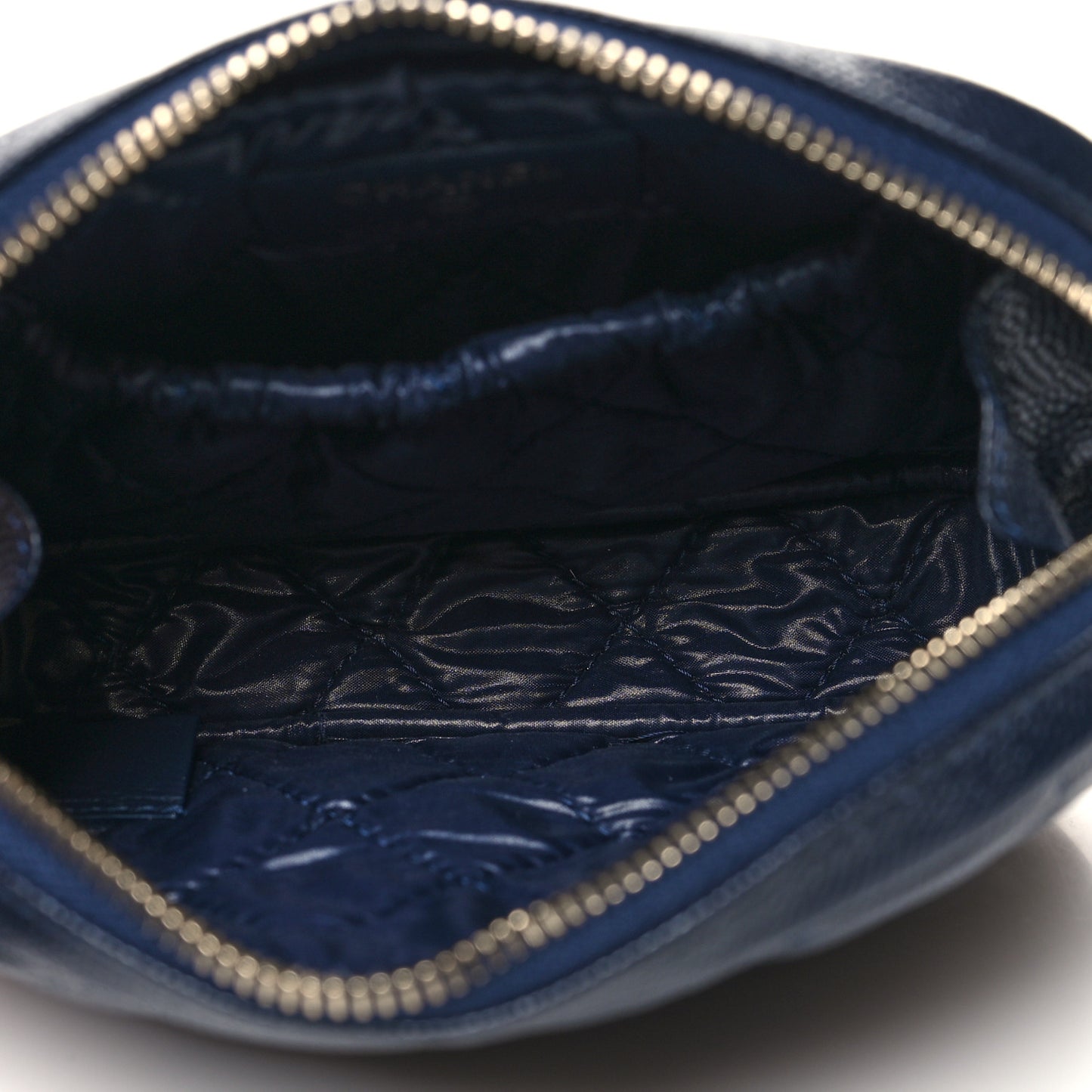 Caviar Quilted Small Curvy Pouch Cosmetic Case Navy