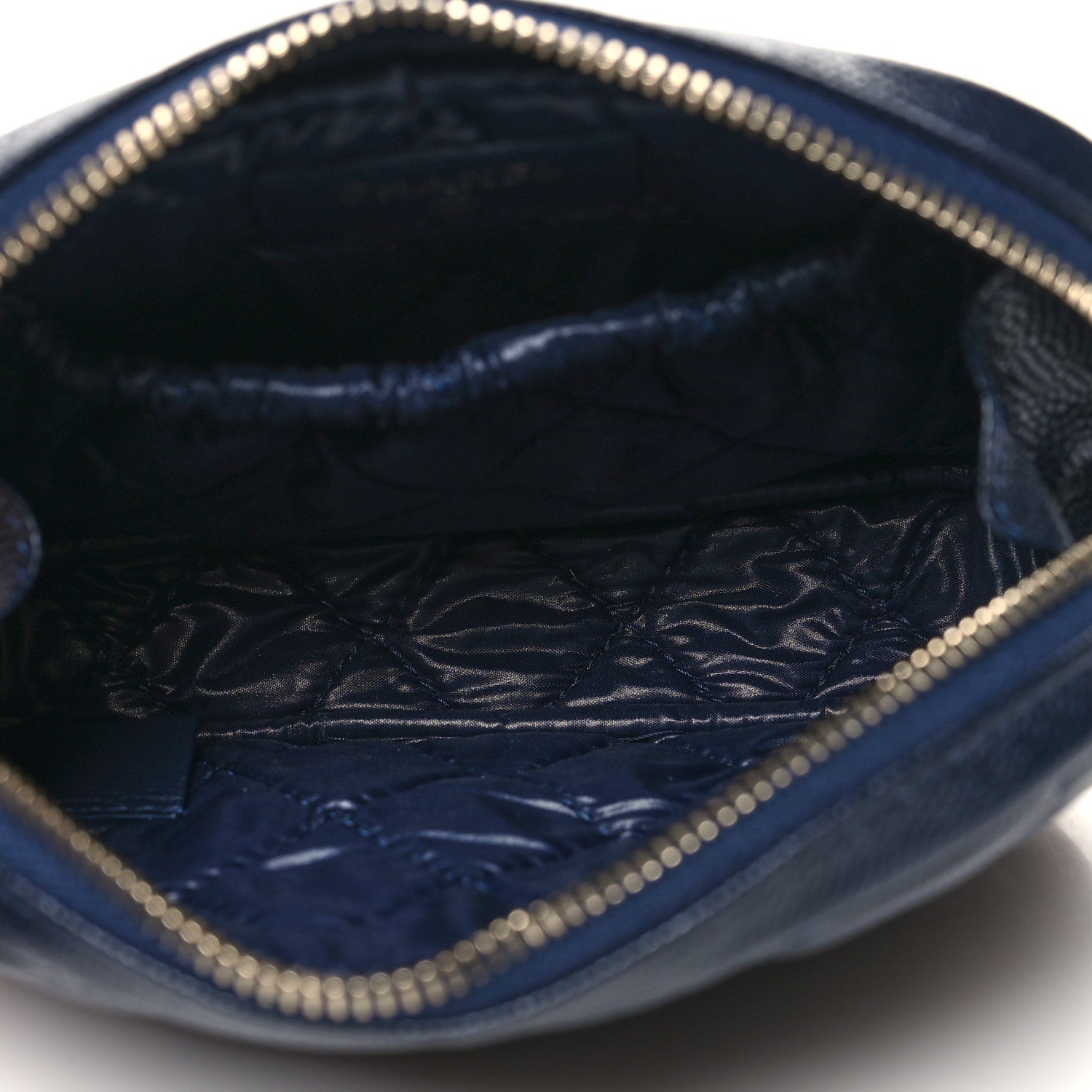 Chanel Caviar Quilted Small Curvy Pouch Cosmetic Case Navy 5 of 10