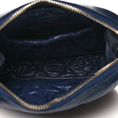 Chanel Caviar Quilted Small Curvy Pouch Cosmetic Case Navy 5 of 10