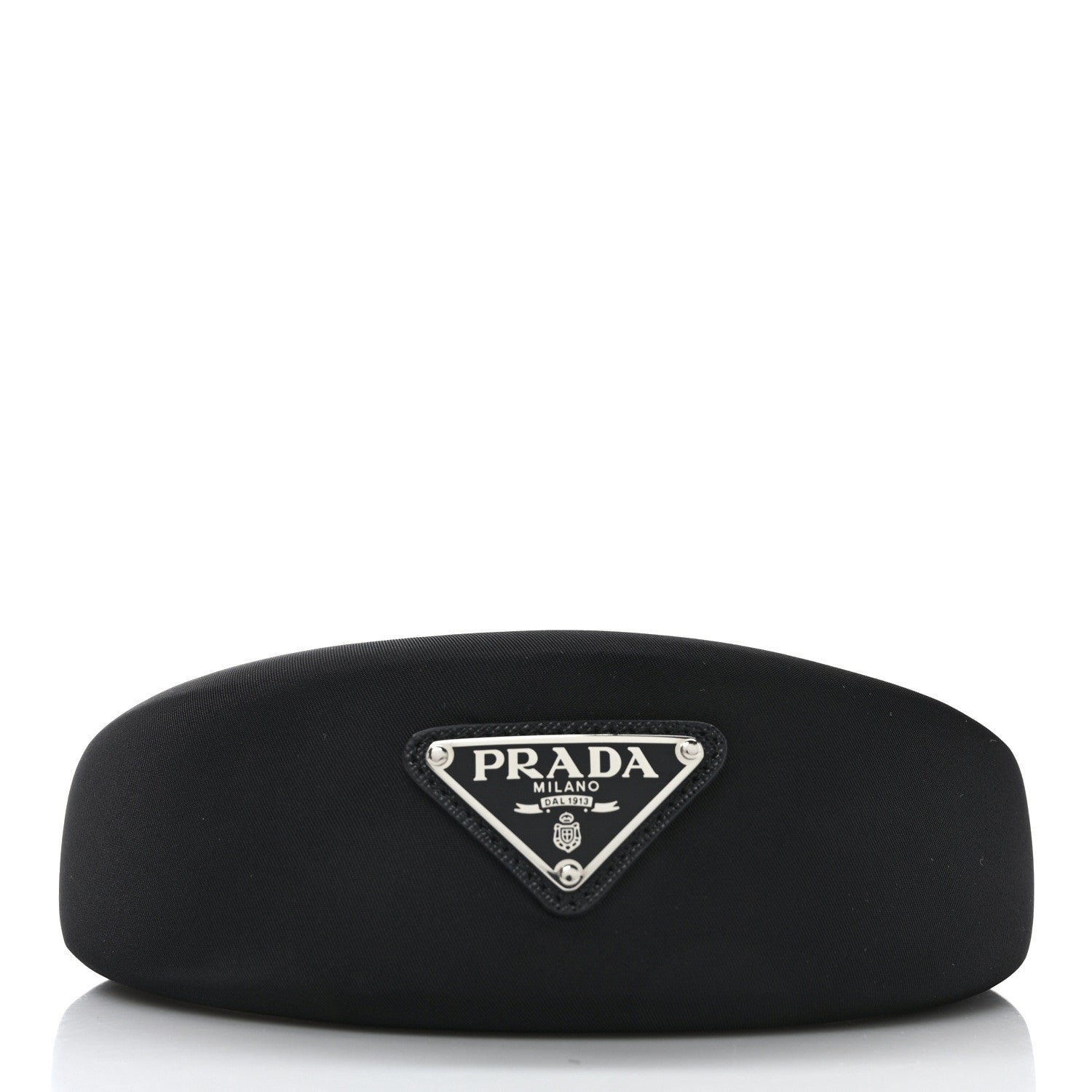 Prada Re-Nylon Metal Triangle Logo Headband Black 3 of 4