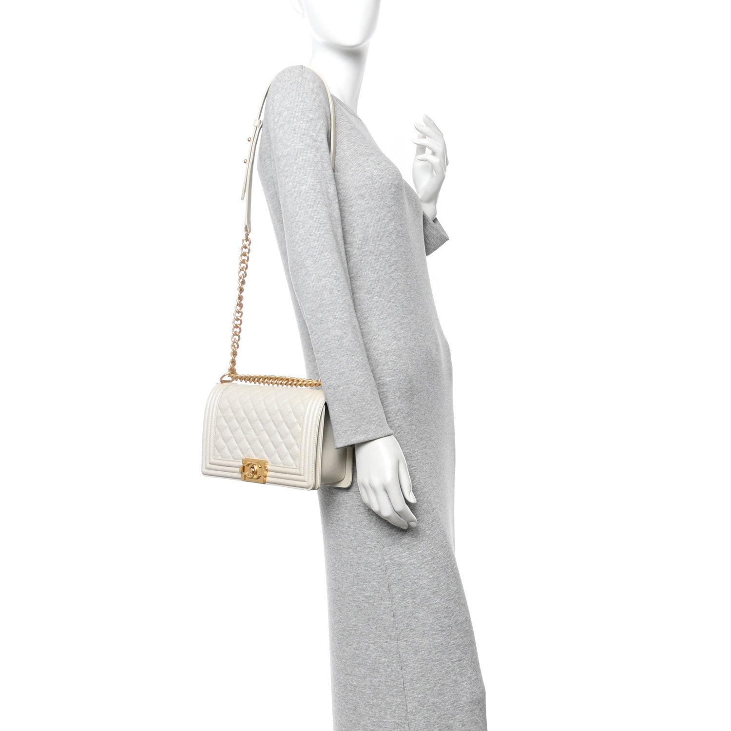 Chanel Iridescent Caviar Quilted Medium Boy Flap White 2 of 10