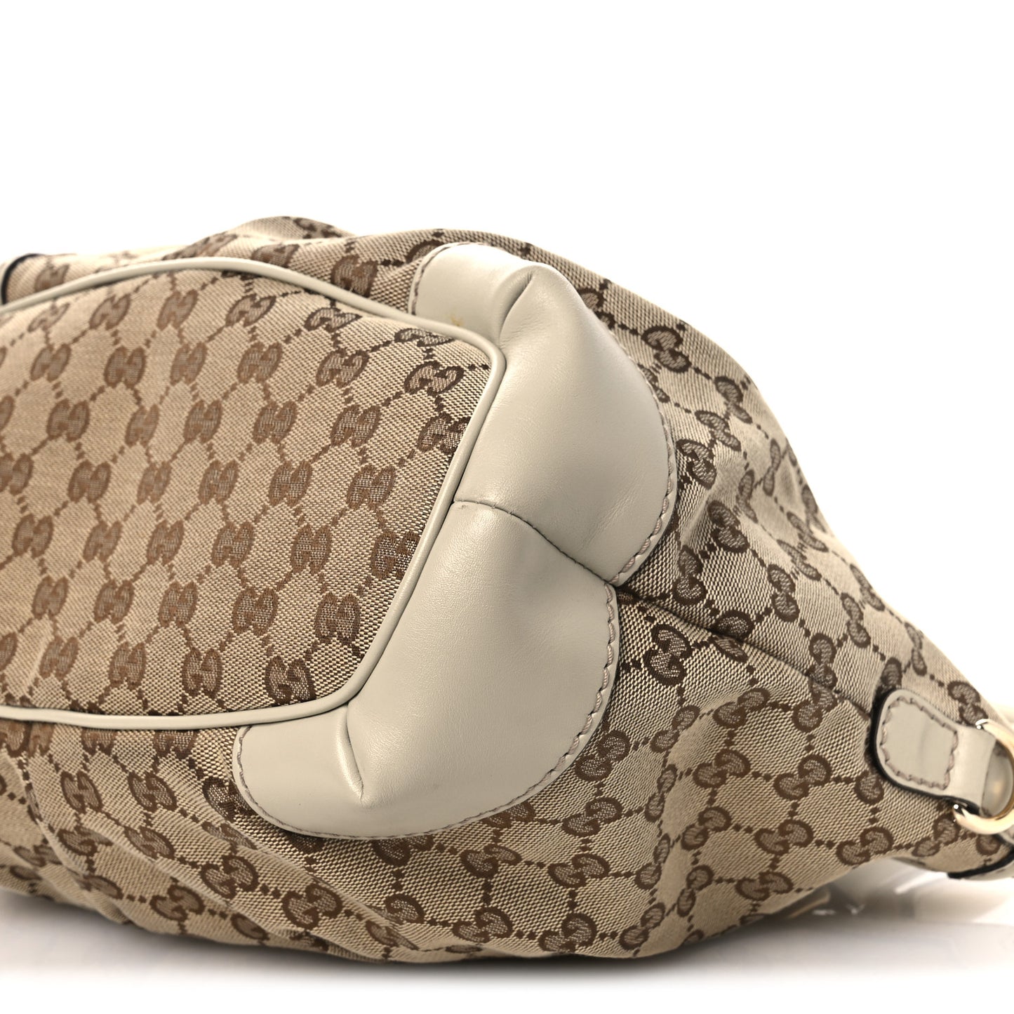 Monogram Margaux Calfskin Medium Sukey Top Handle Bag Beige Ebony Mystic White
