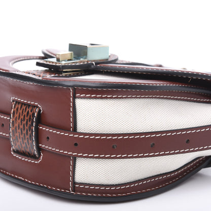 Proenza Schouler Canvas Snakeskin PS11 Small Saddle Bag Ecru Russet 8 of 9