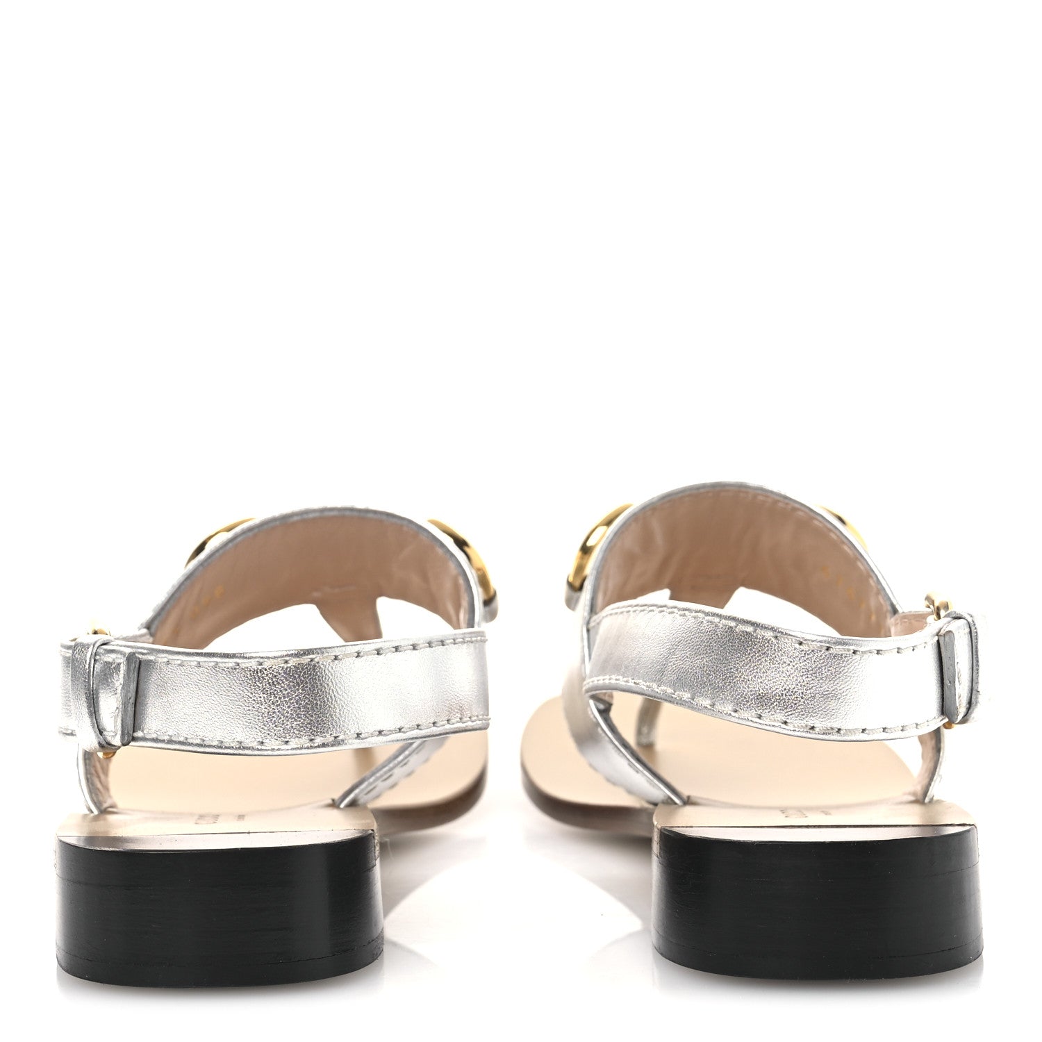 Gucci Nappa Charlotte Horsebit Thong Sandals 39.5 Silver 6 of 12