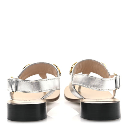 Gucci Nappa Charlotte Horsebit Thong Sandals 39.5 Silver 6 of 12
