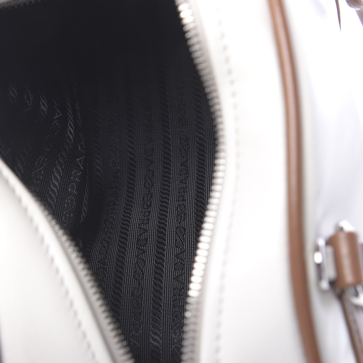 Prada Soft Calfskin Bowling Bag Bianco Cognac 5 of 9