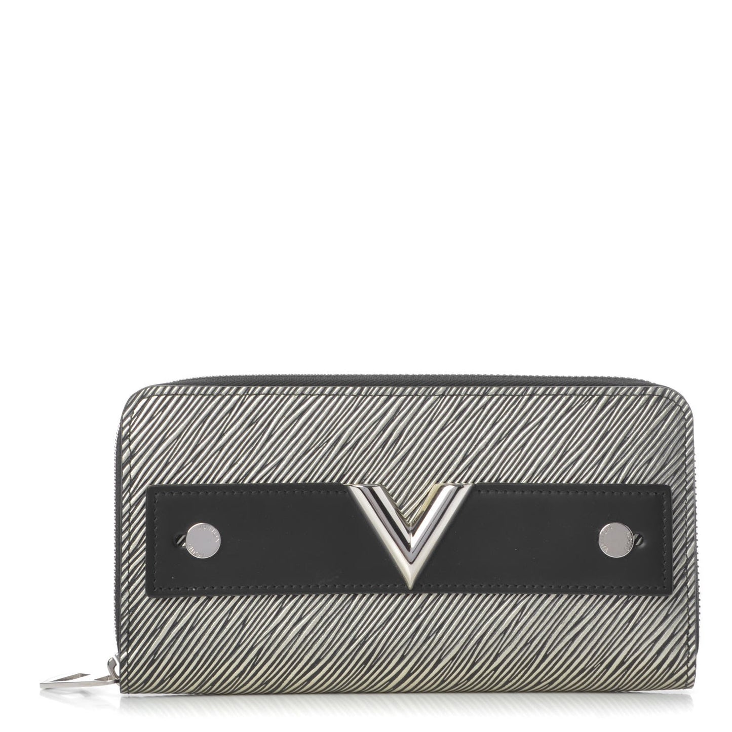 Metallic Epi V Zippy Wallet Platine