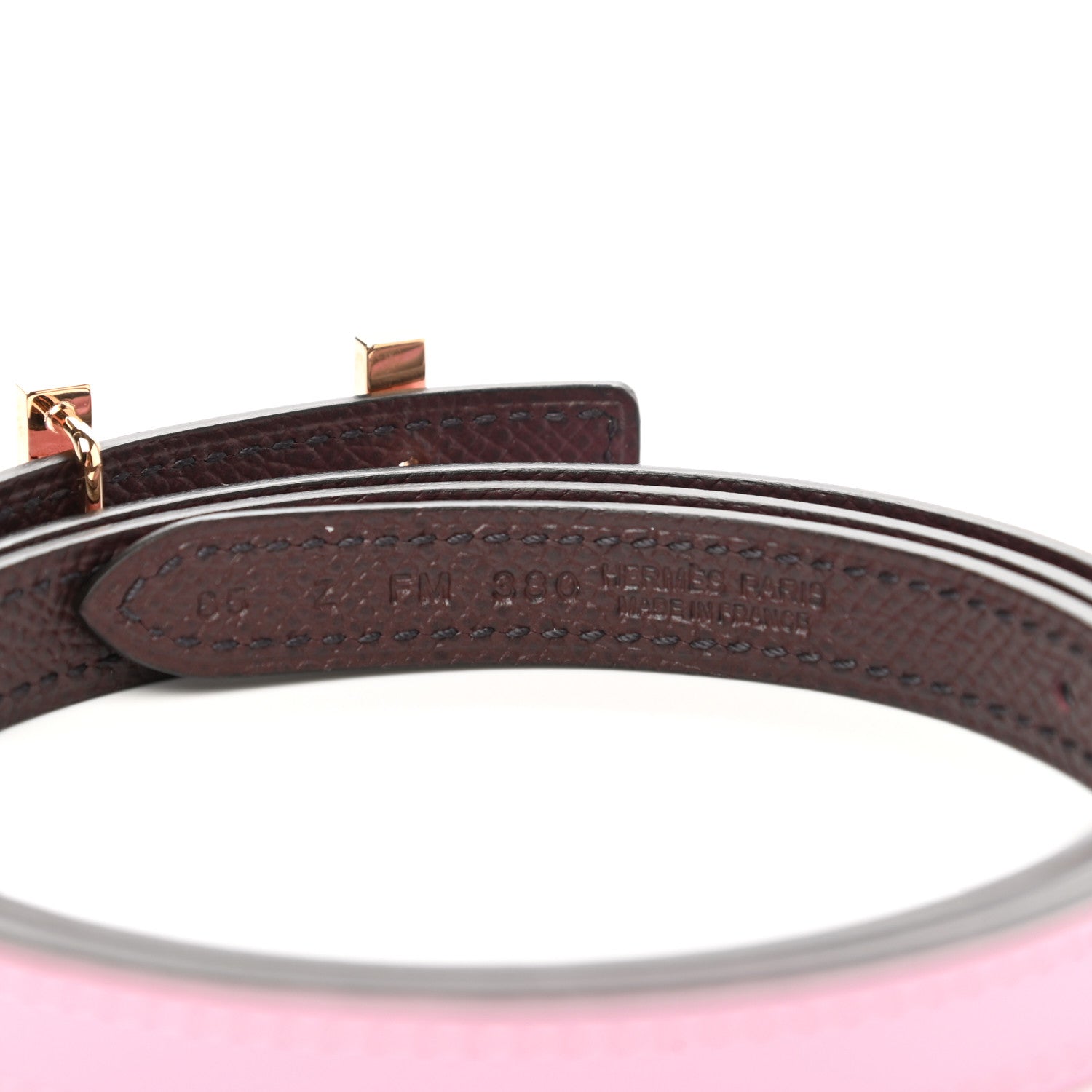 Hermes Epsom Swift 13mm Focus Belt 85 34 Mauve Sylvestre Rouge Sellier 3 of 5