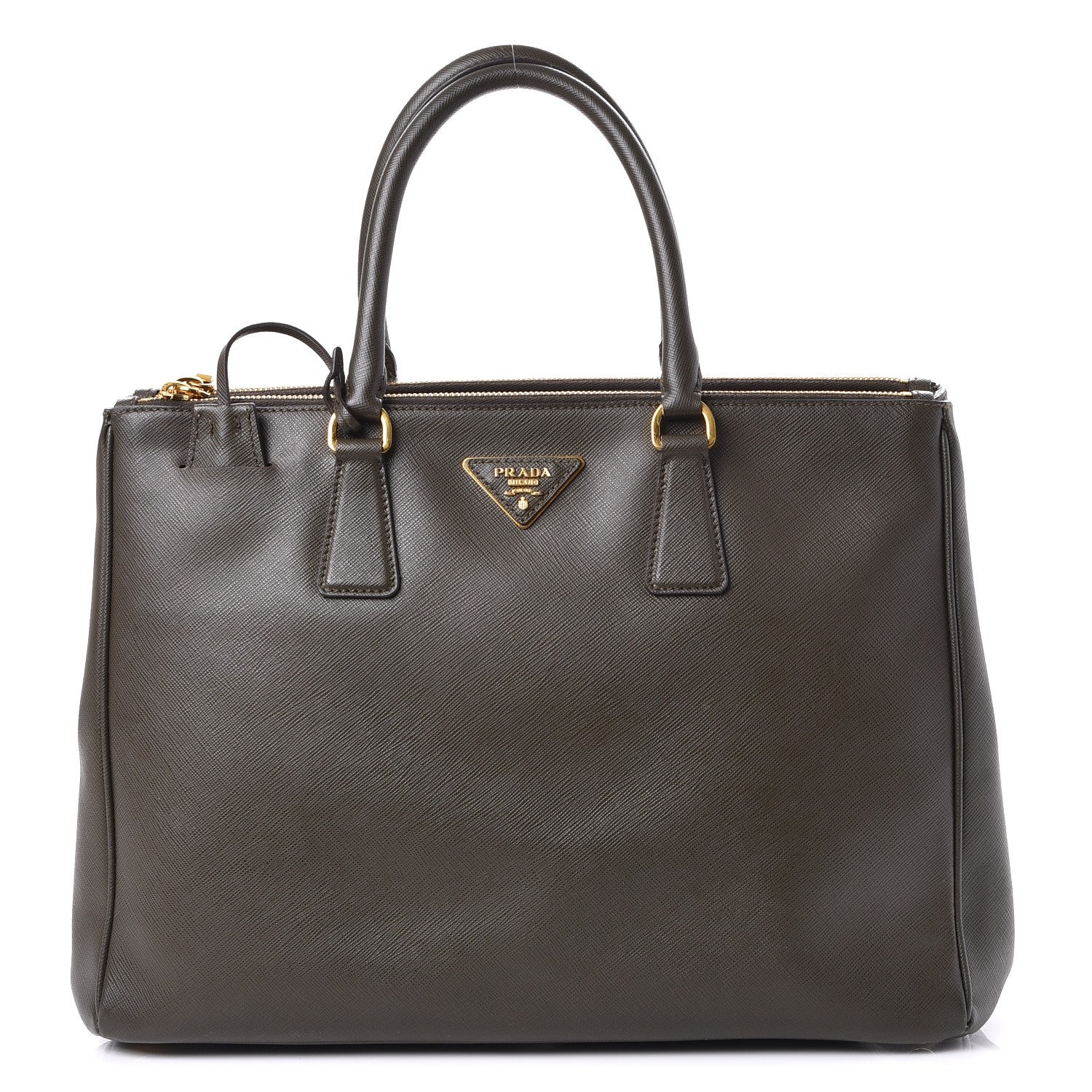 Prada Saffiano Large Galleria Double Zip Tote Militare 1 of 10