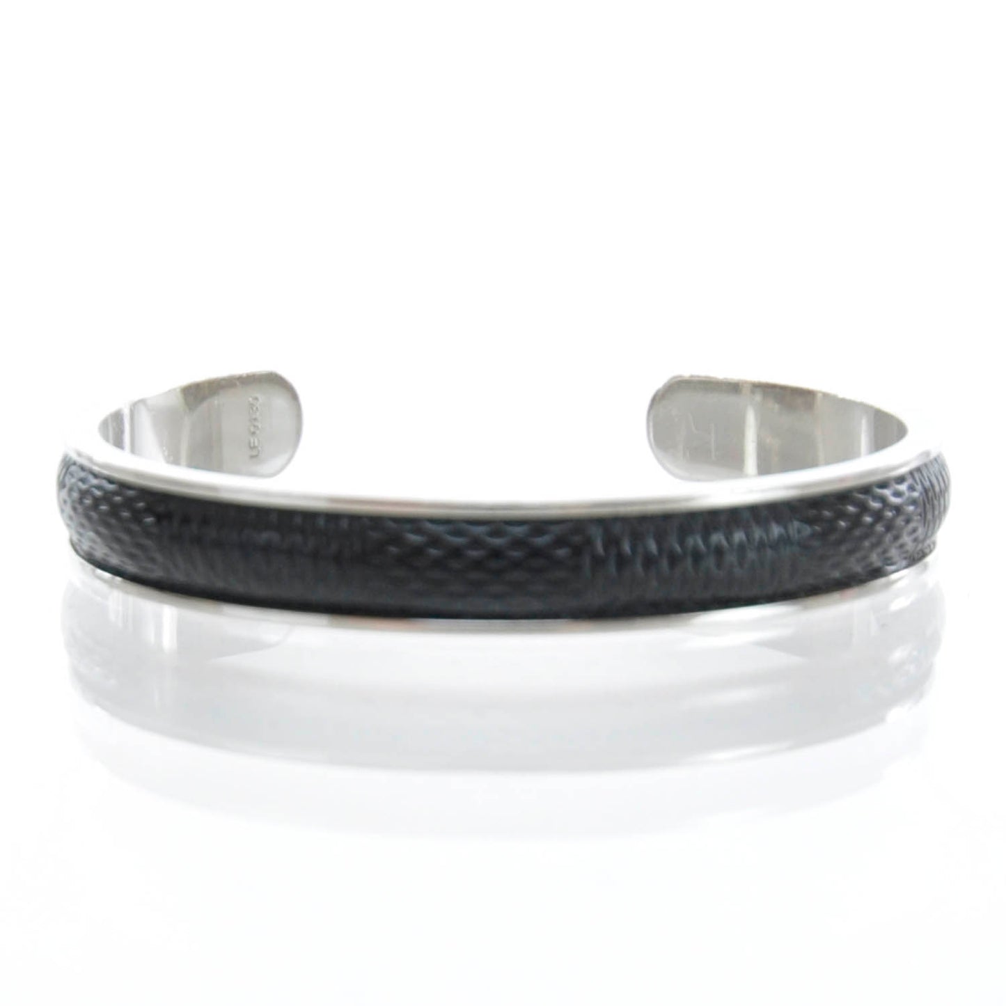 Mens Damier Embossed Leather and Palladium Soho Bracelet Black