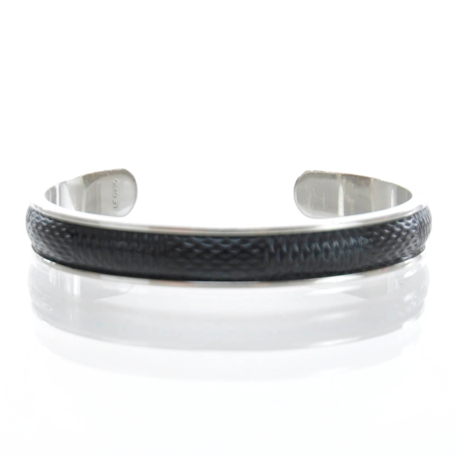 Louis Vuitton Mens Damier Embossed Leather and Palladium Soho Bracelet Black 1 of 6