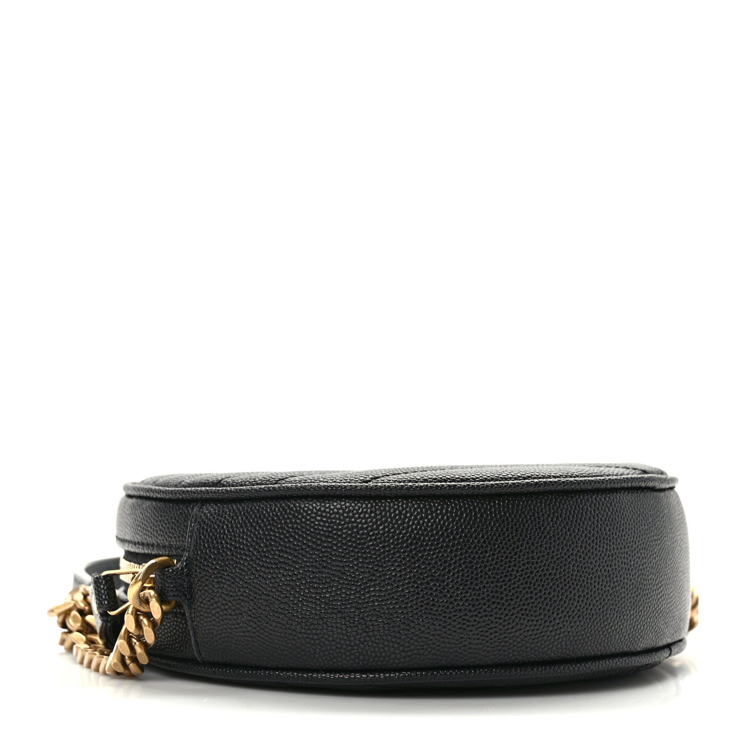 Saint Laurent Grain De Poudre Matelasse Chevron Quilted Round Vinyle Camera Bag Black 4 of 13