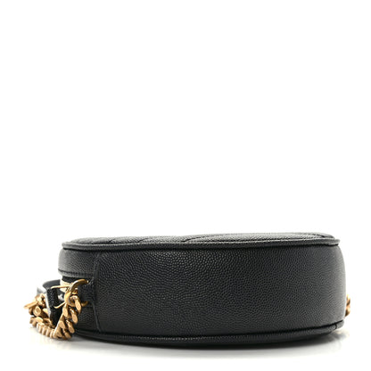Saint Laurent Grain De Poudre Matelasse Chevron Quilted Round Vinyle Camera Bag Black 4 of 13
