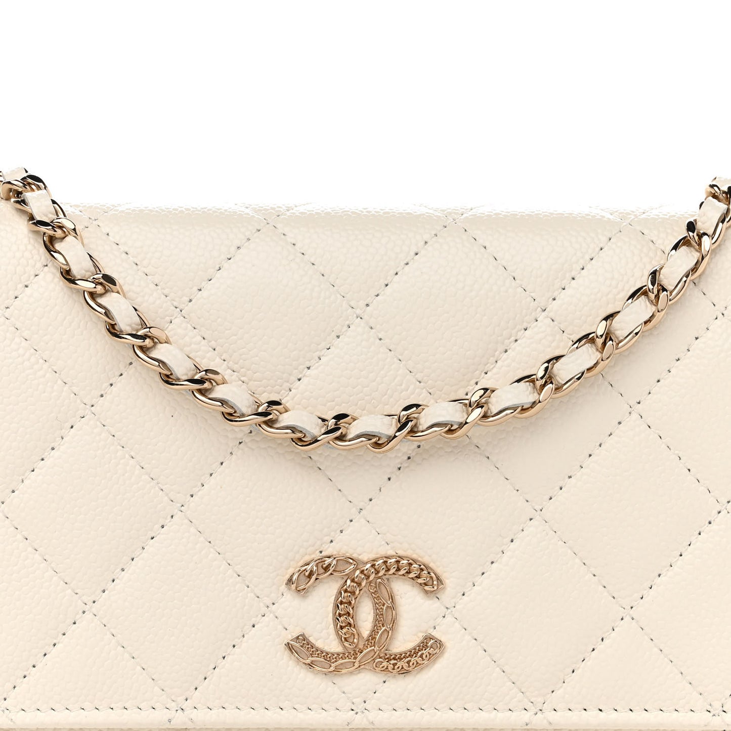 Caviar Quilted Multi Chain Wallet On Chain WOC White