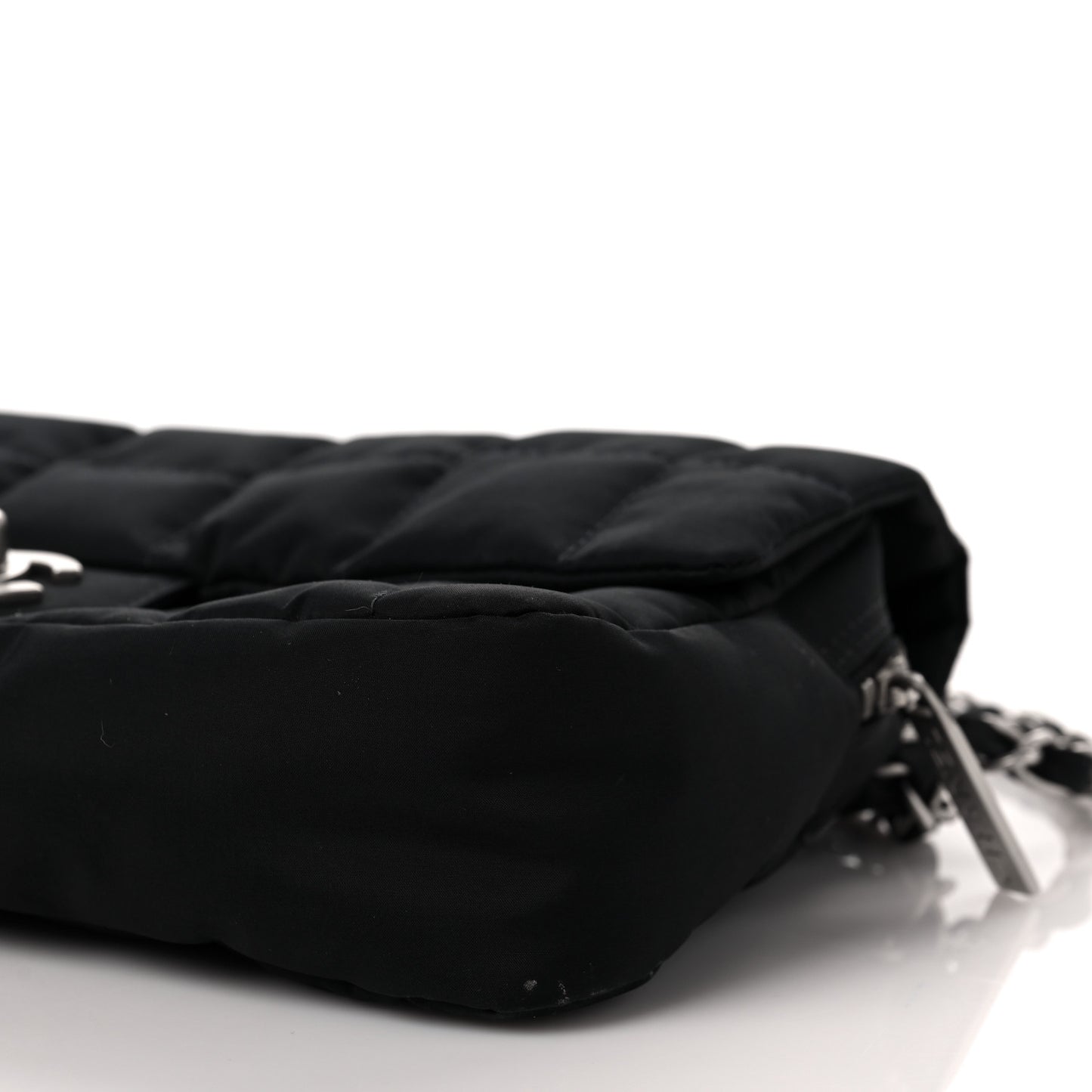 Nylon Square Quilted Flap Black