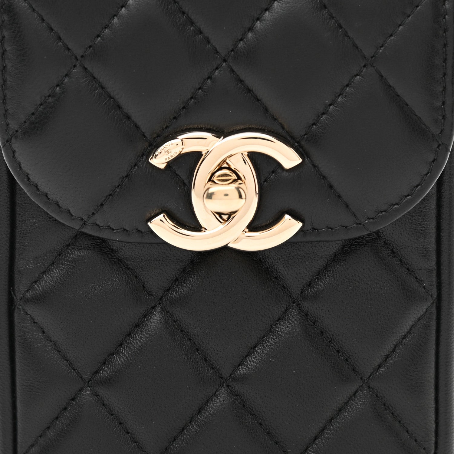 Chanel Lambskin Quilted Phone Chain Clutch Waist Bag Black 9 of 12