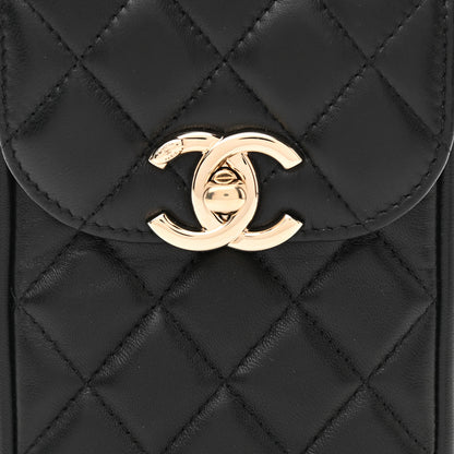 Chanel Lambskin Quilted Phone Chain Clutch Waist Bag Black 9 of 12