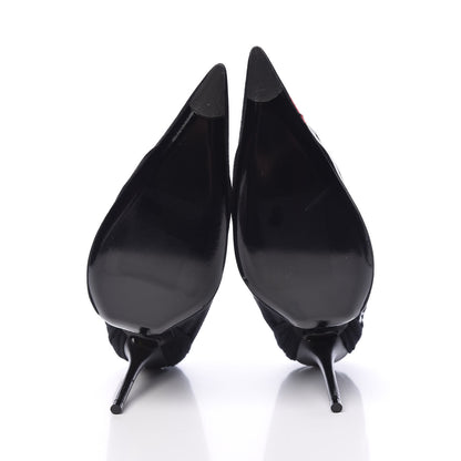 Balenciaga Jersey Crepe Political Campaign Logo Knife 115 Pointed Pumps 39 Black White Rouge 5 of 9