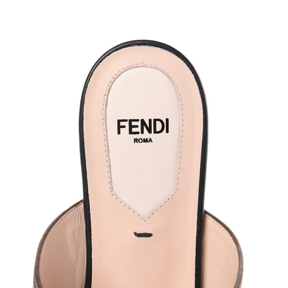 Fendi Vitello FF Embossed Buckle Flat Mules 37 Maya Black 6 of 8