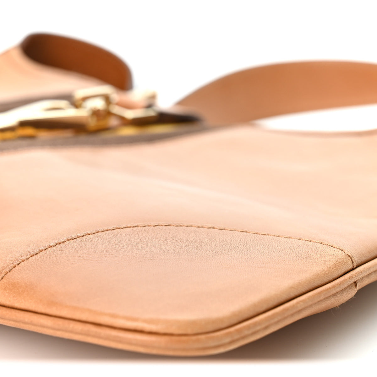 Calfskin Web Lobster Clasp Lock Jackie O Hobo Brown
