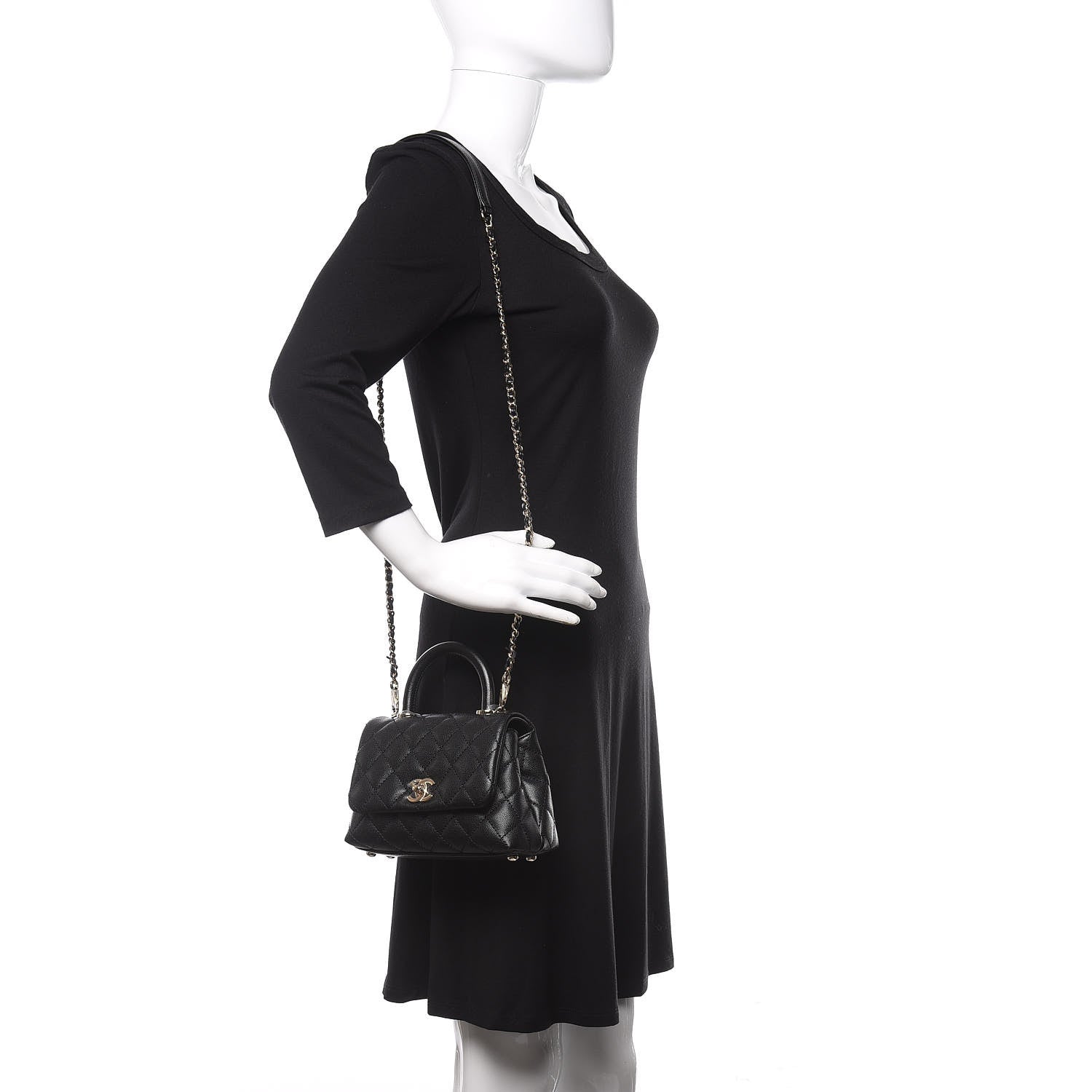 Chanel Caviar Quilted Extra Mini Coco Handle Flap Black 2 of 10