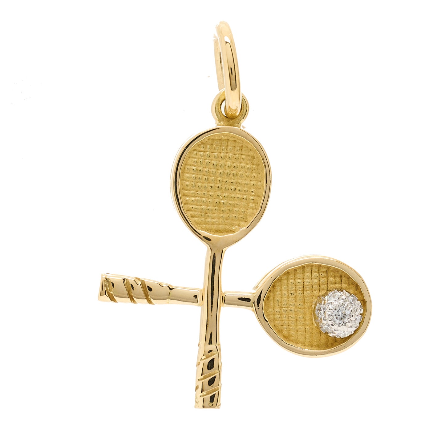 18K Yellow White Gold Diamond Tennis Racket Charm