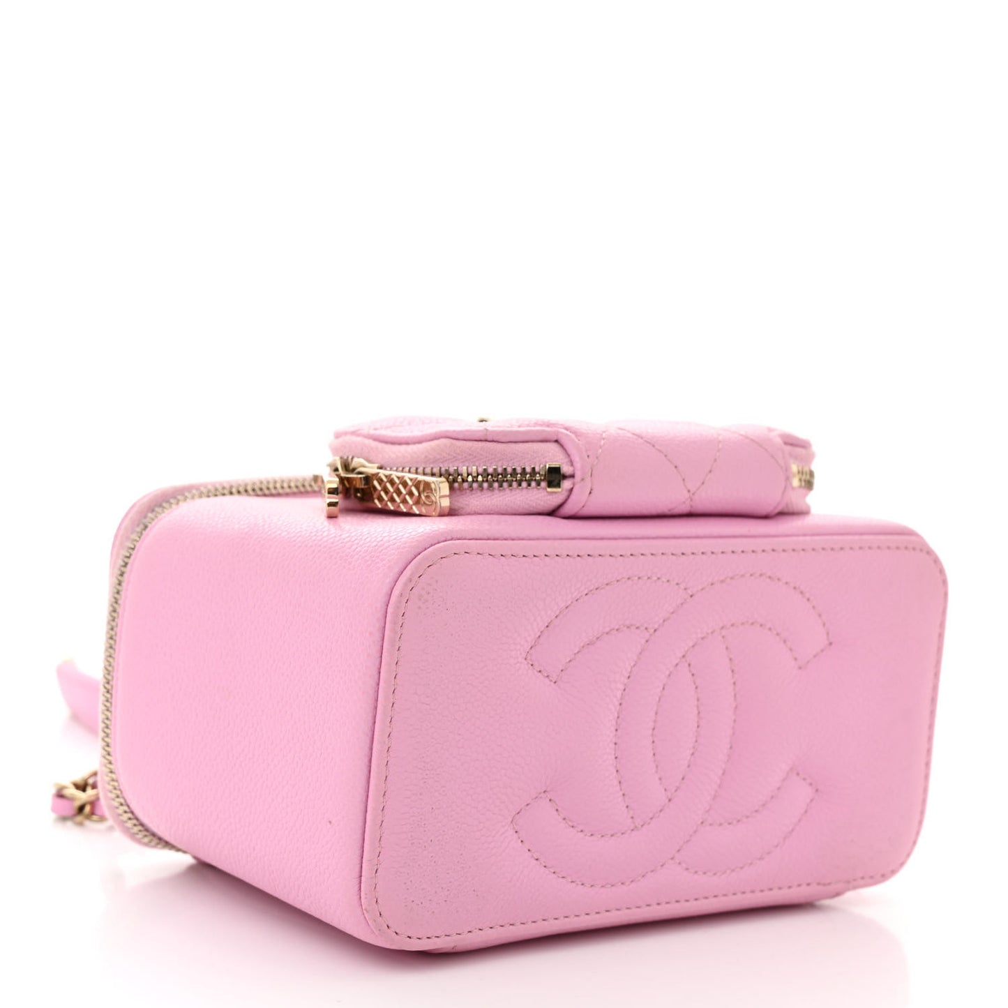 Caviar Quilted Top Handle Pocket Vanity Case Lilac