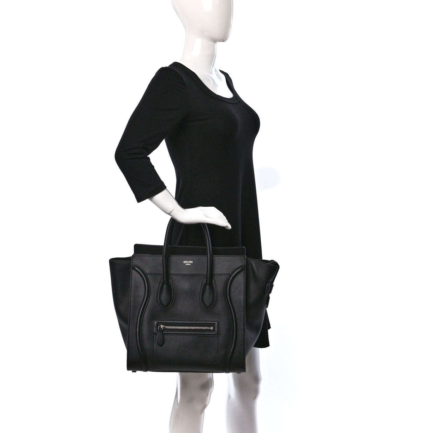 Drummed Calfskin Mini Luggage Black