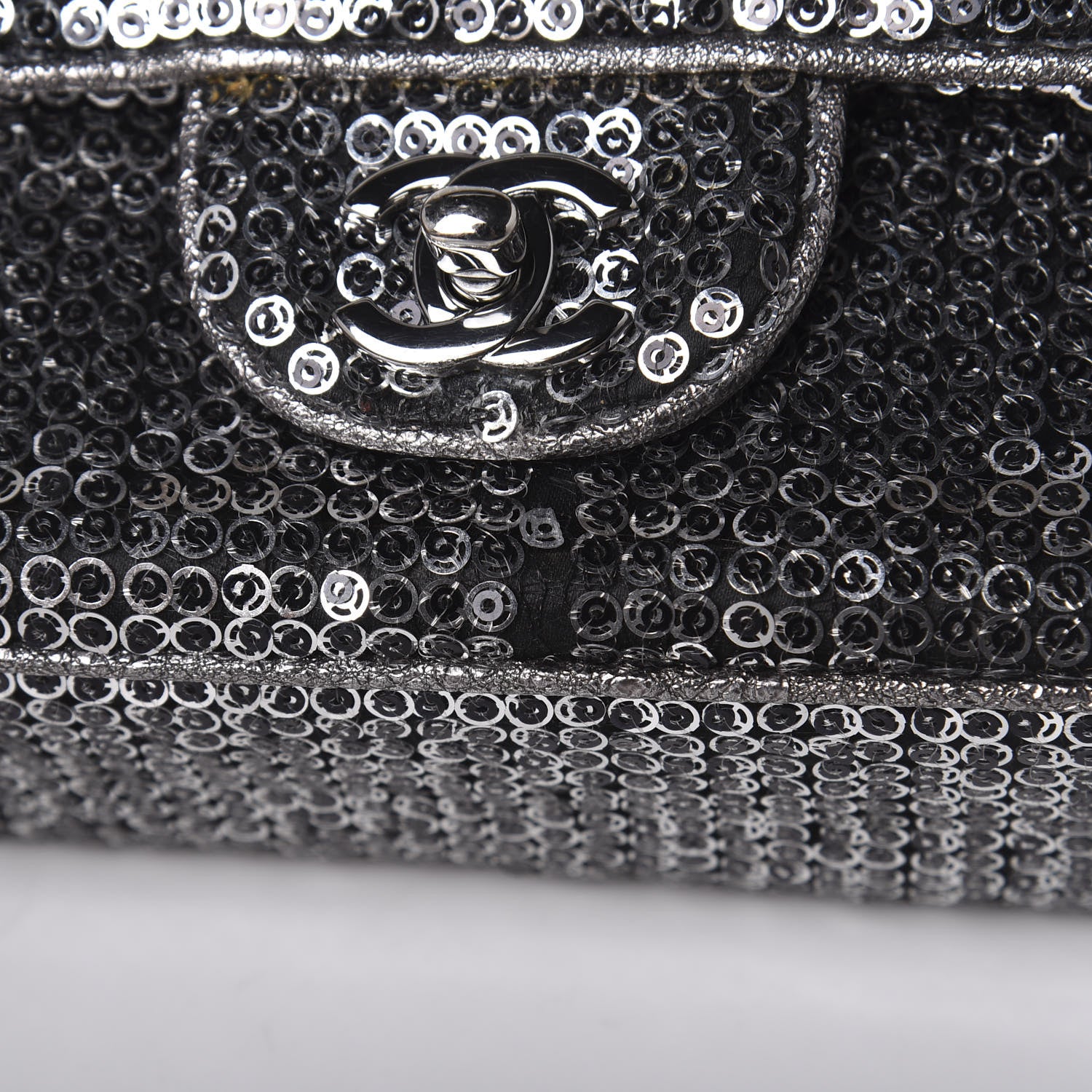 Chanel Sequin Mesh Medium Single Flap Silver 11 of 14