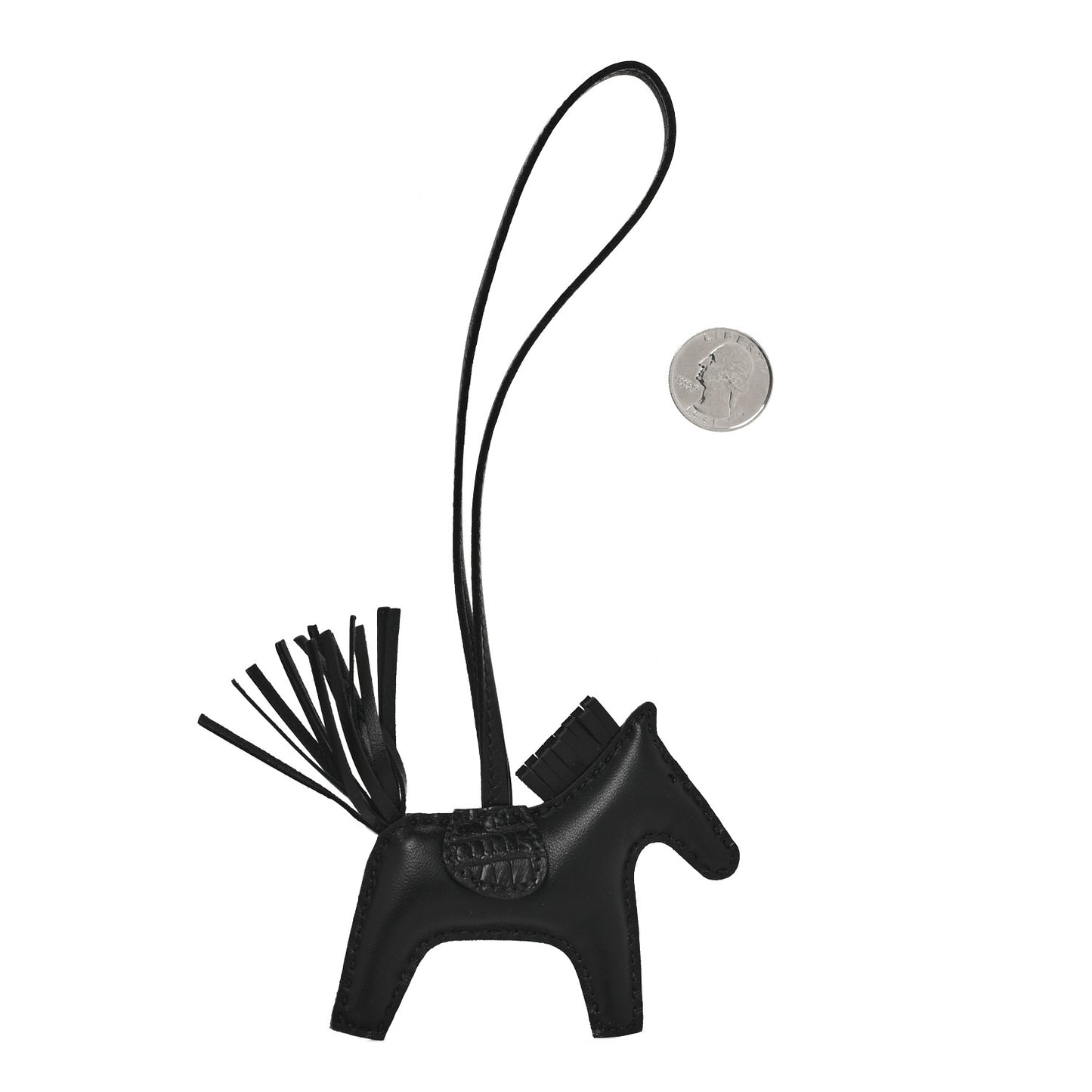 Milo Lambskin Matte Alligator Touch Grigri Rodeo Horse Bag Charm PM Black