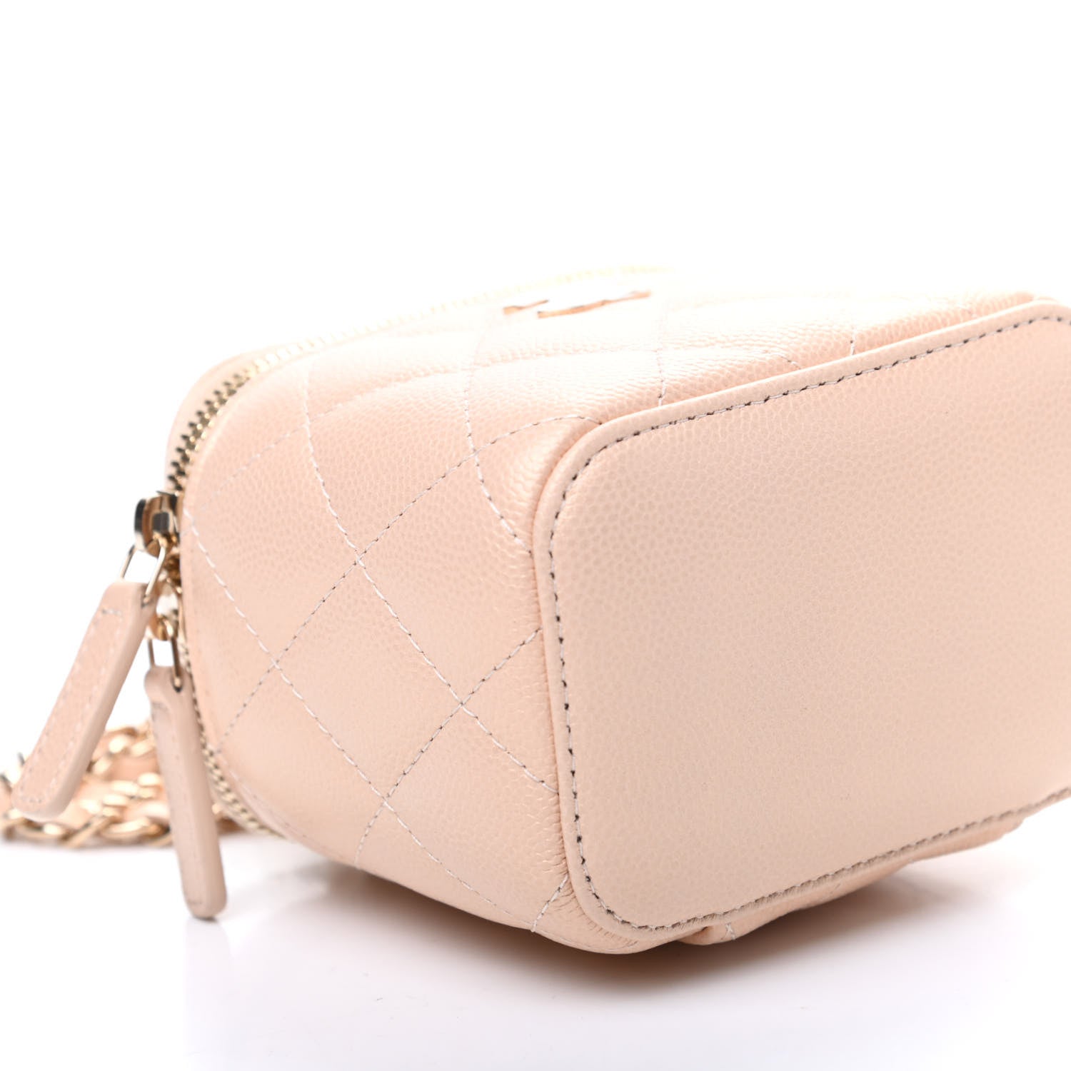 Chanel Iridescent Caviar Quilted Mini Pearl On Top Vanity Case With Chain Beige 8 of 10