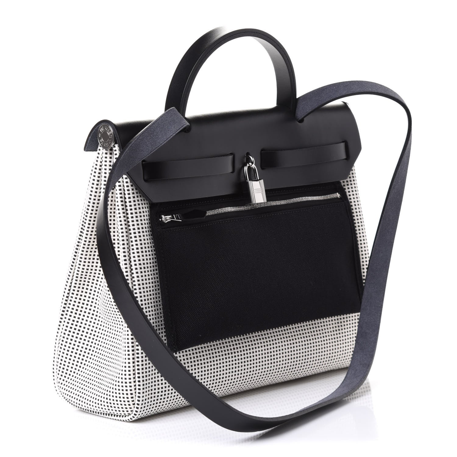 Hermes Vache Hunter Criss Viking Herbag Zip Retourne 31 PM Ecru Black 3 of 9