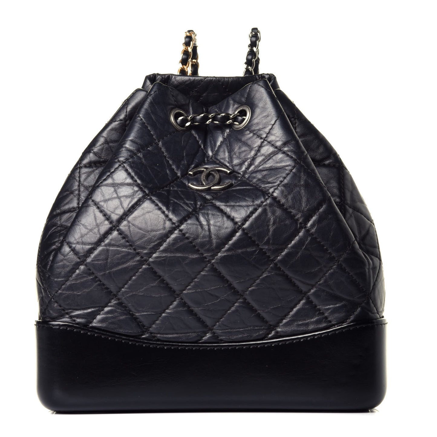 Aged Calfskin Quilted Small Gabrielle Backpack Black