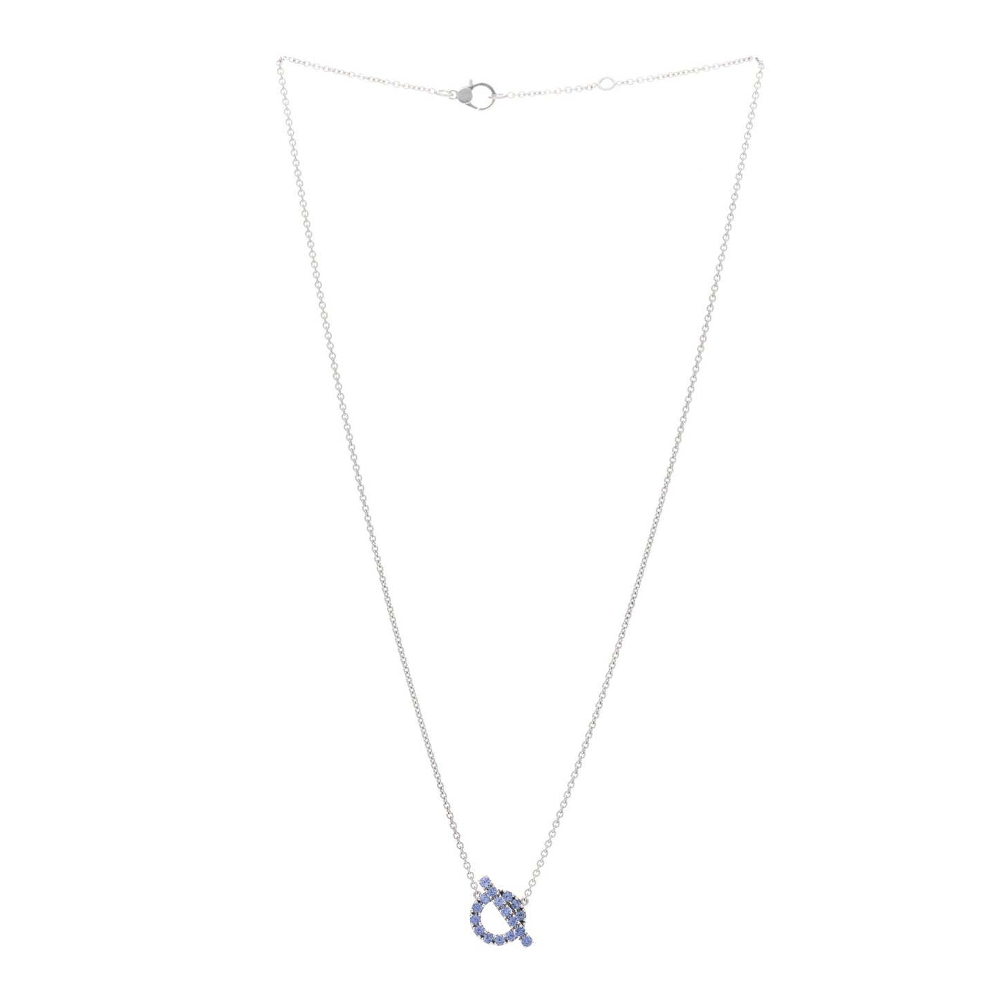 18K White Gold Blue Sapphire Finesse Pendant Necklace