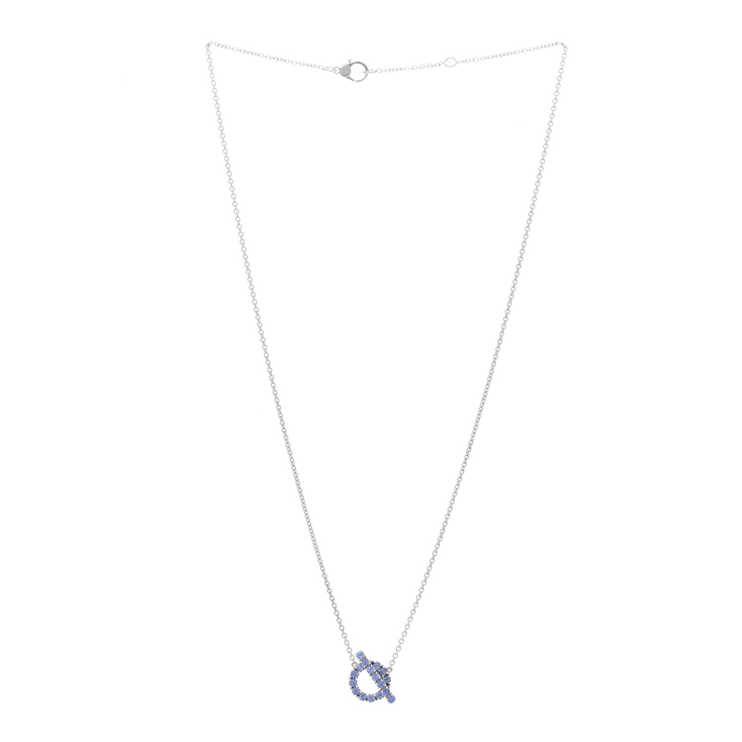 Hermes 18K White Gold Blue Sapphire Finesse Pendant Necklace 3 of 5