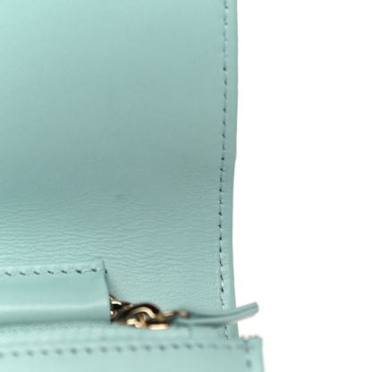 Chanel Caviar Camellia Embossed Wallet On Chain WOC Light Blue 15 of 15
