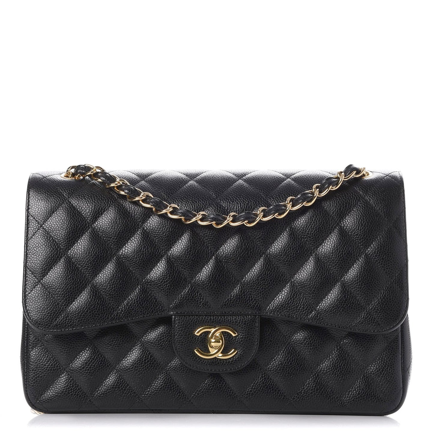 Caviar Quilted Jumbo Double Flap Black