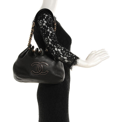 Chanel Calfskin CC Drawstring Bucket Bag Black 2 of 7