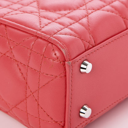 Christian Dior Lambskin Cannage Mini Lady Dior Coral 8 of 9