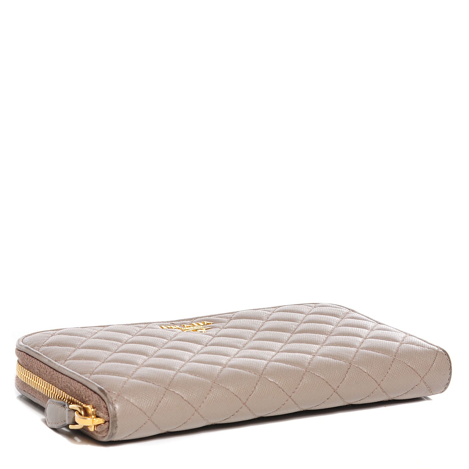 Prada Saffiano Quilted Zip Around Wallet Argilla 4 of 9